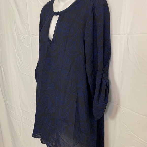 TORRID Black Blue Sheer Blouse 110844 Top Shirt 2 - Picture 10 of 16